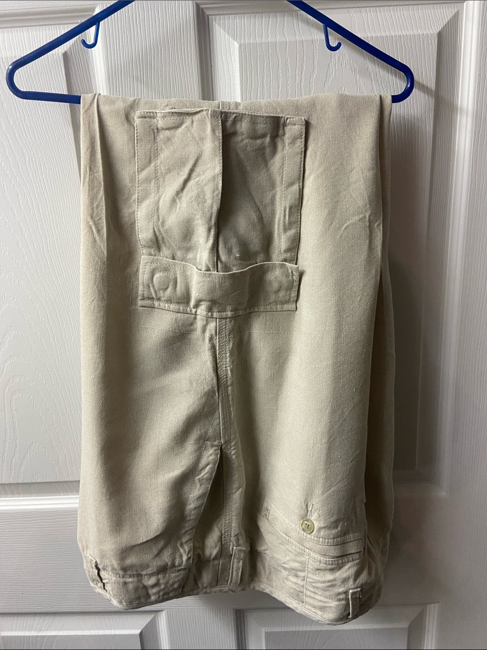 Tommy Bahama linen silk Light Khaki Cargo pants high rise 38